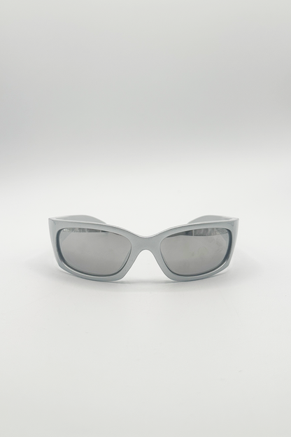 Silver Racer Wrap Sunglasses