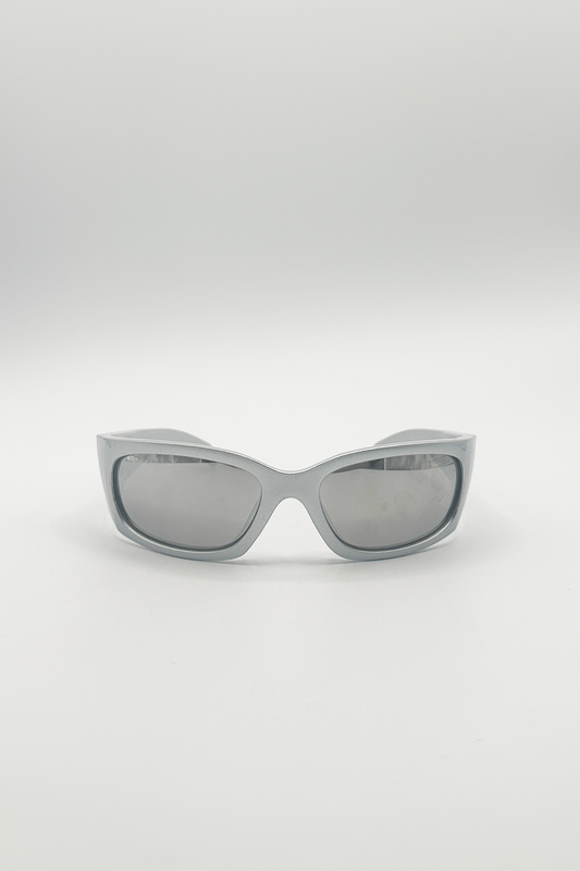 Silver Racer Wrap Sunglasses