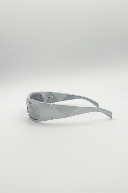 Silver Racer Wrap Sunglasses