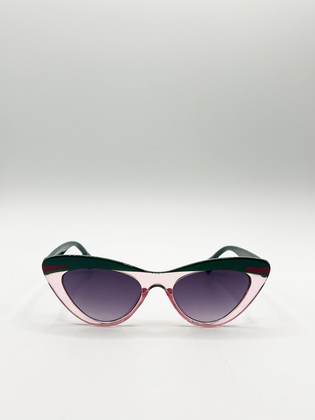 Two Tone Cat-Eye Sunglasses in Pink Green