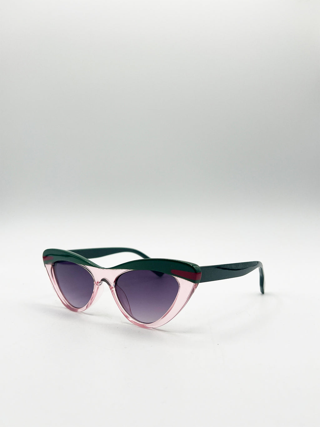 Two Tone Cat-Eye Sunglasses in Pink Green