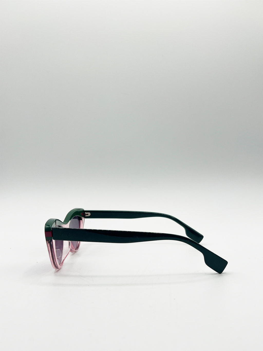 Two Tone Cat-Eye Sunglasses in Pink Green