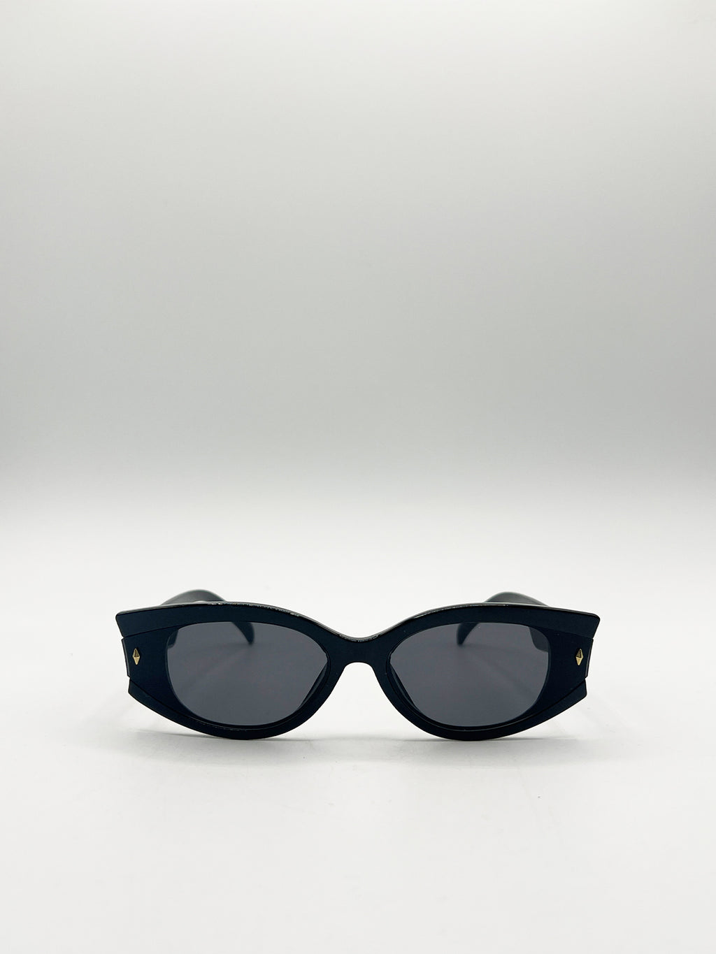 Oval Rectangular Vintage Sunglasses in Black