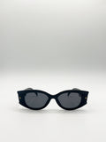 Oval Rectangular Vintage Sunglasses in Black