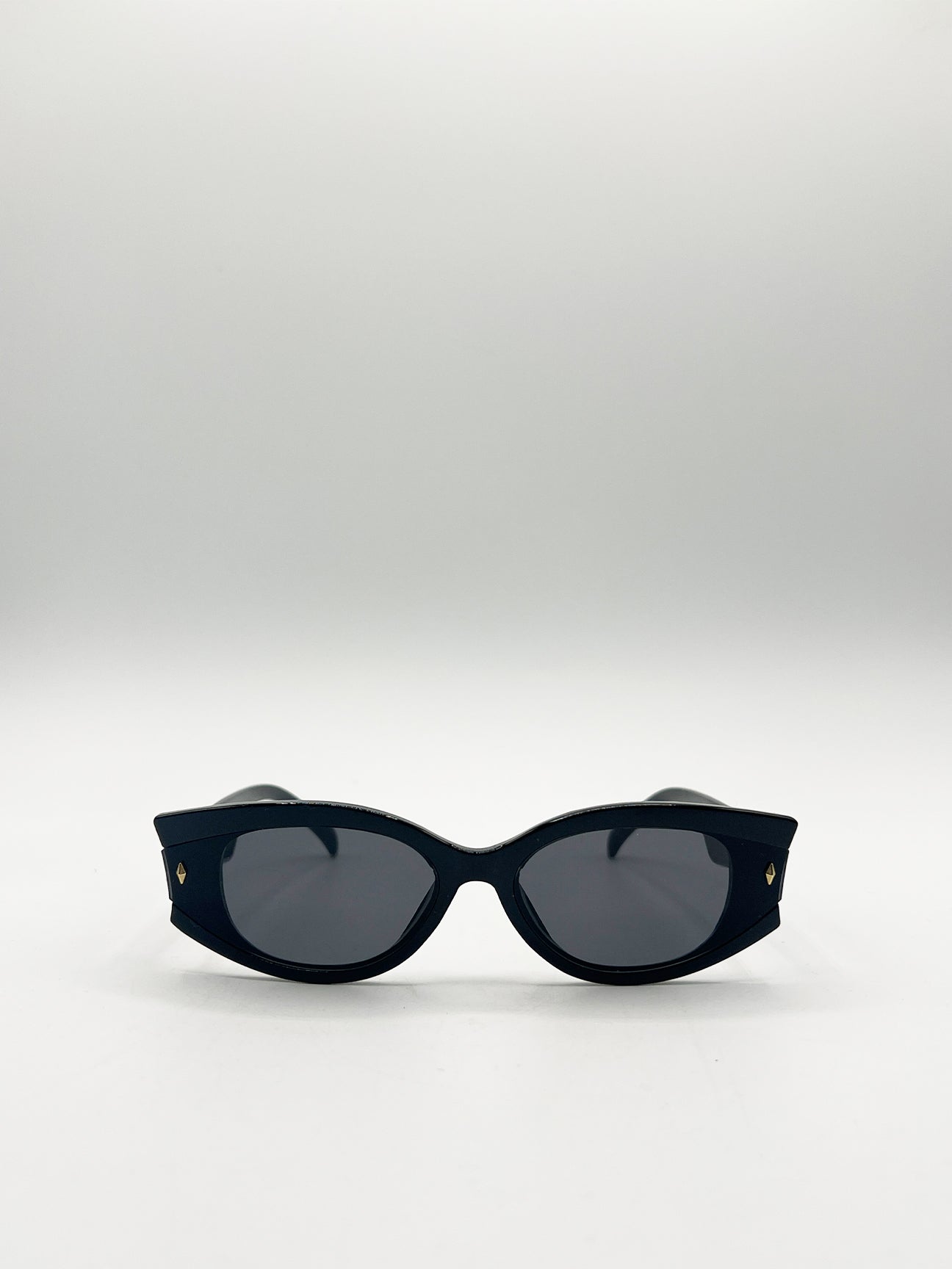 Oval Rectangular Vintage Sunglasses in Black