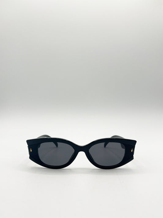 Oval Rectangular Vintage Sunglasses in Black