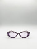 Oval Rectangular Vintage Sunglasses in Purple