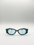 Oval Rectangular Vintage Sunglasses in Blue