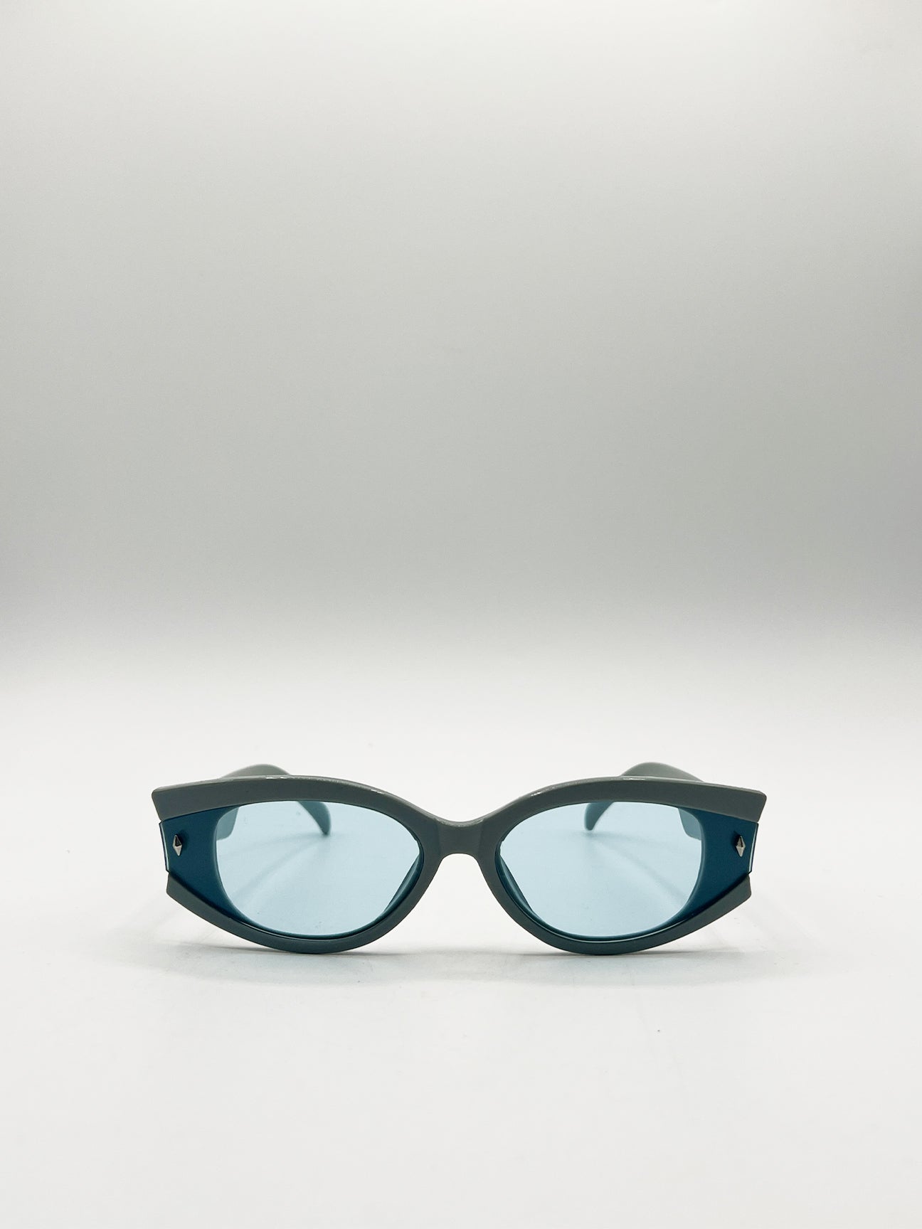 Oval Rectangular Vintage Sunglasses in Blue