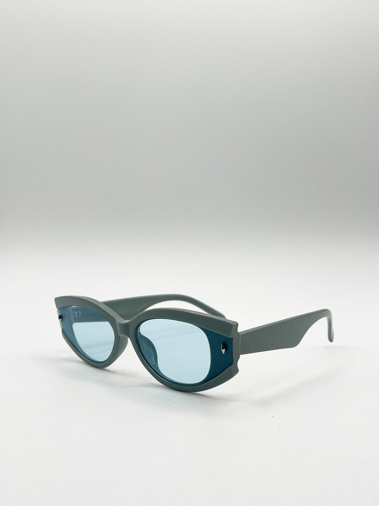 Oval Rectangular Vintage Sunglasses in Blue