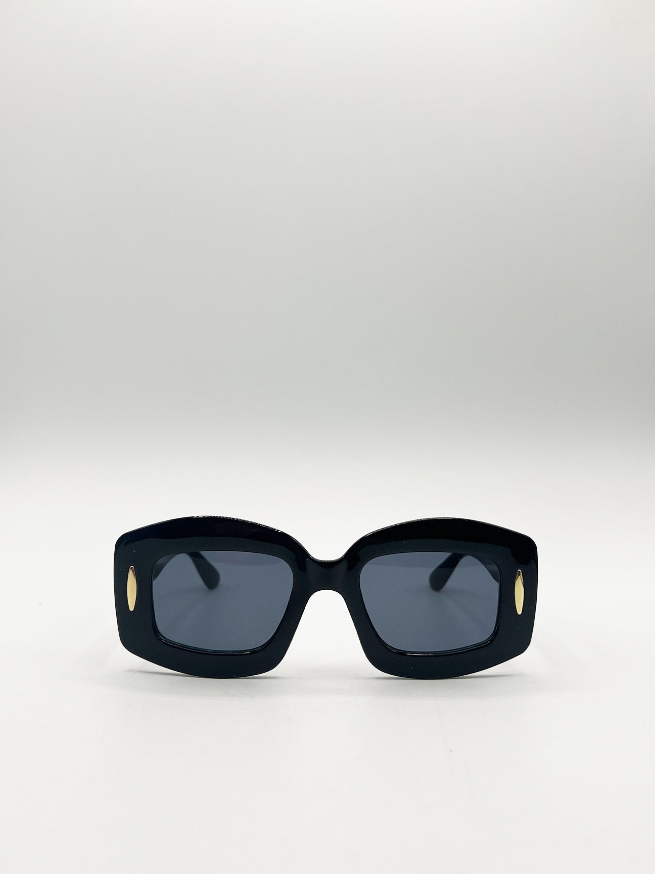 Oversized Chunky Rectangle Sunglasses in Black
