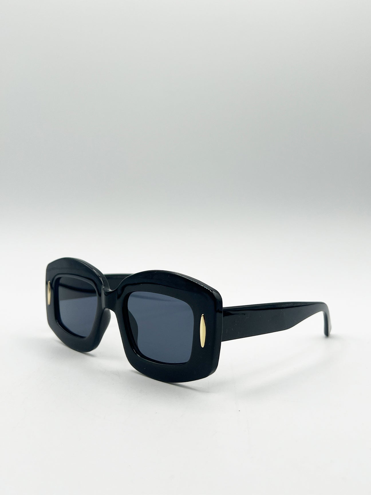 Oversized Chunky Rectangle Sunglasses in Black