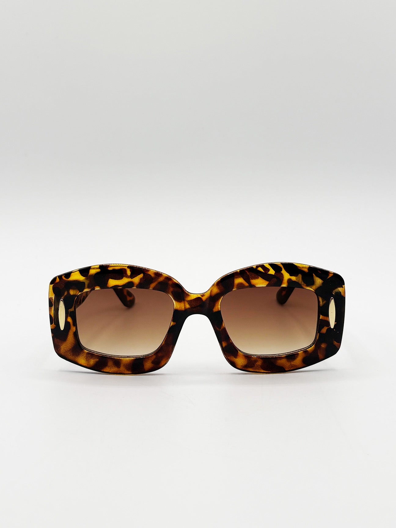 Oversized Chunky Rectangle Sunglasses in Tortoise