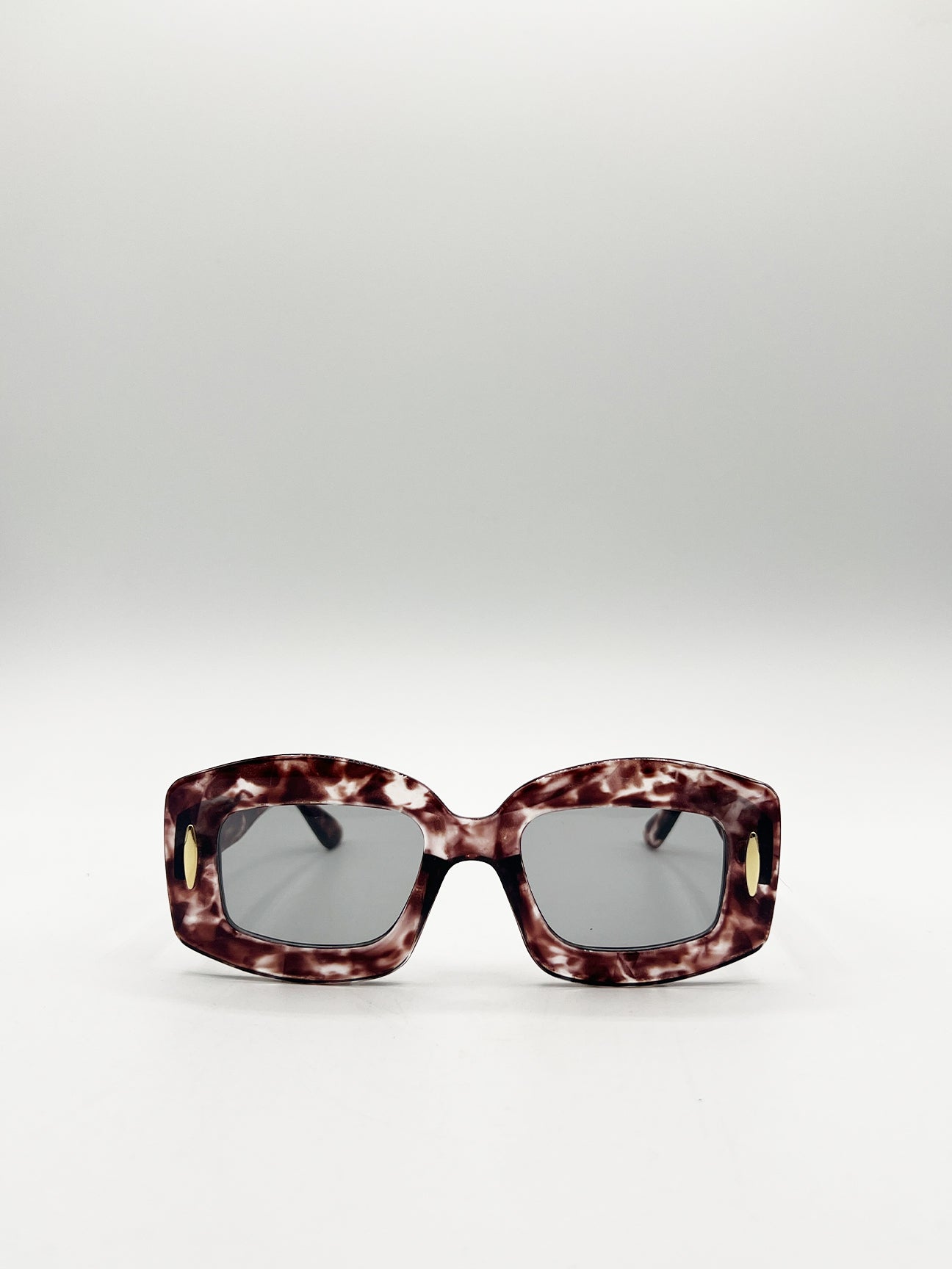 Oversized Chunky Rectangle Sunglasses in Brown multi