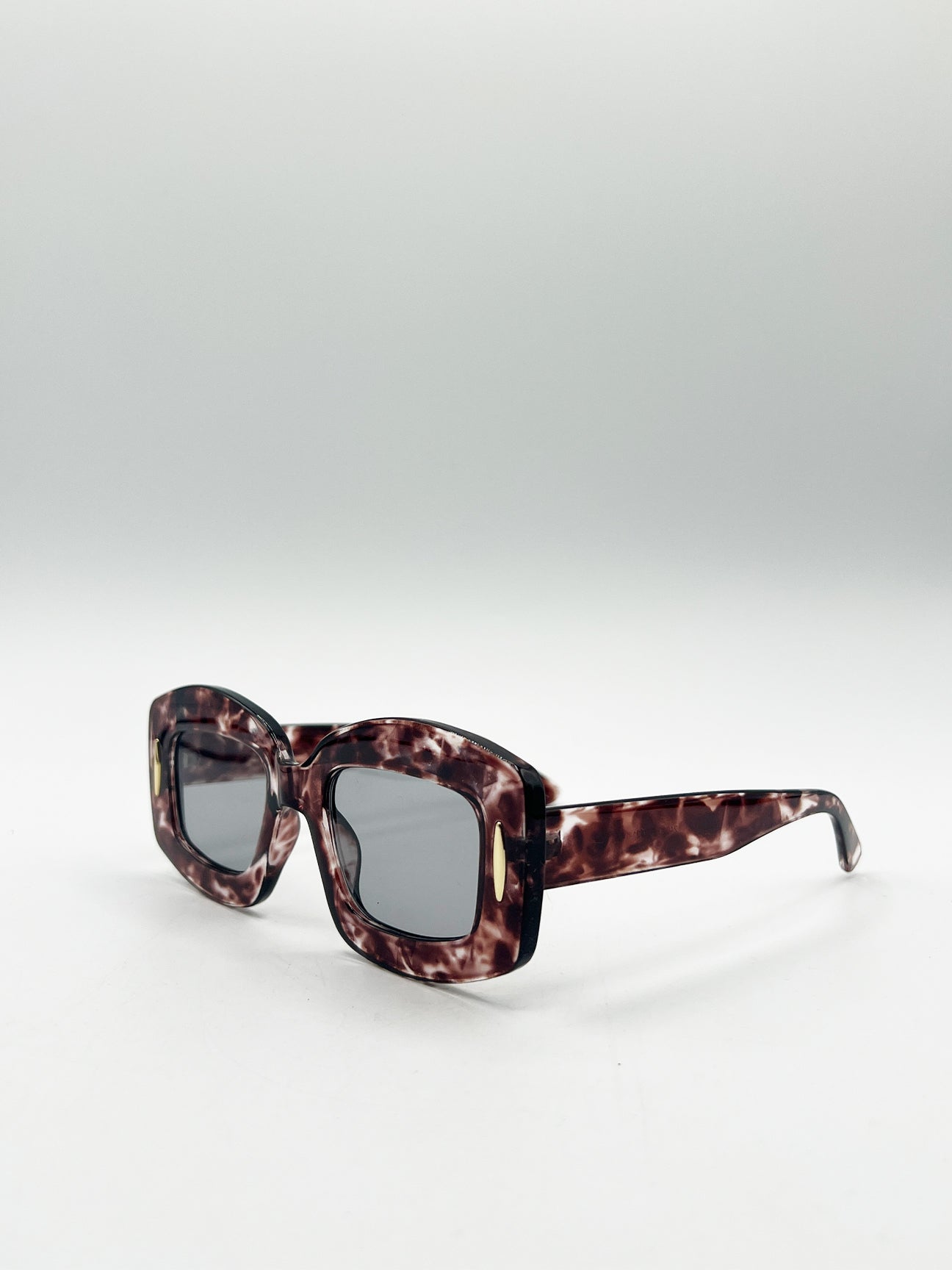 Oversized Chunky Rectangle Sunglasses in Brown multi