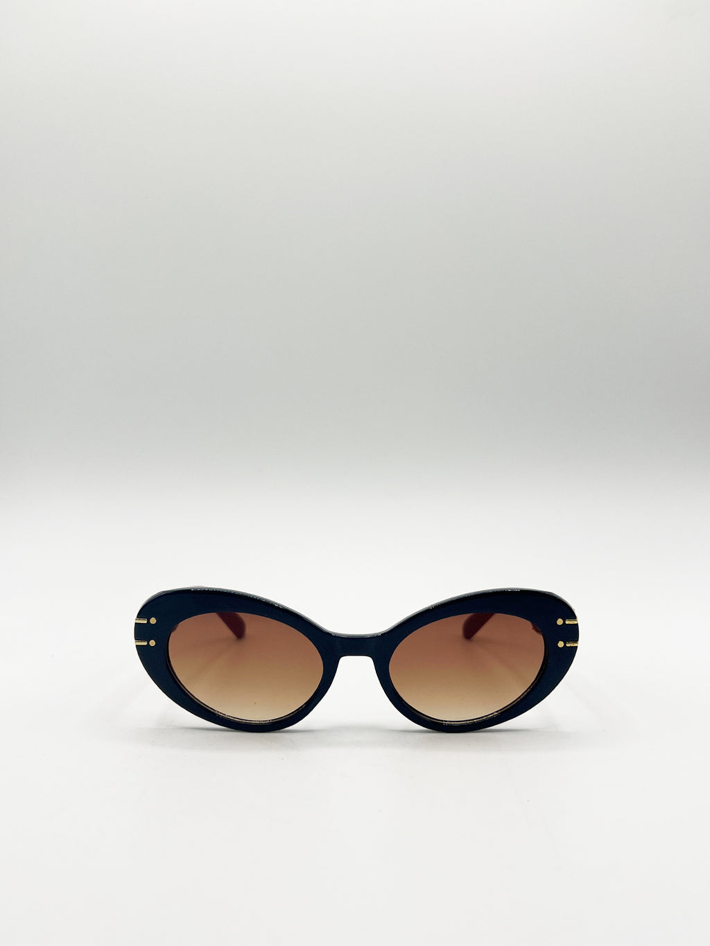 Oval Cat-Eye Sunglasses in Navy Burg