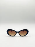 Oval Cat-Eye Sunglasses in Navy Burg