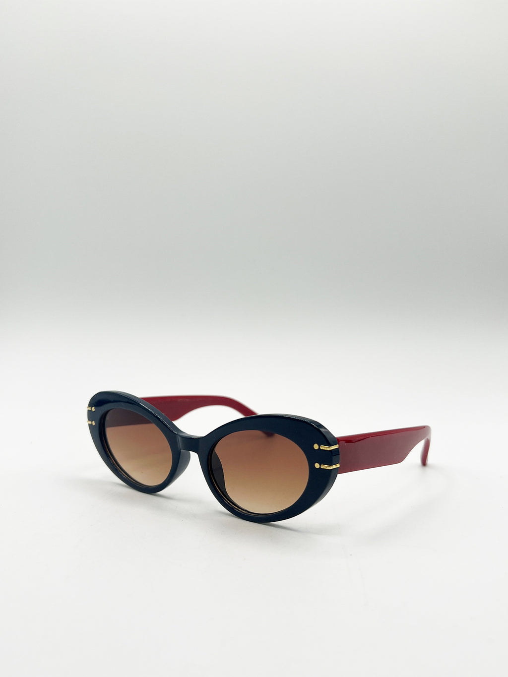 Oval Cat-Eye Sunglasses in Navy Burg