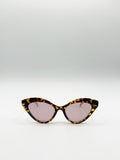 Cat Eye Sunglasses with Thin Chain Arm Tortoise