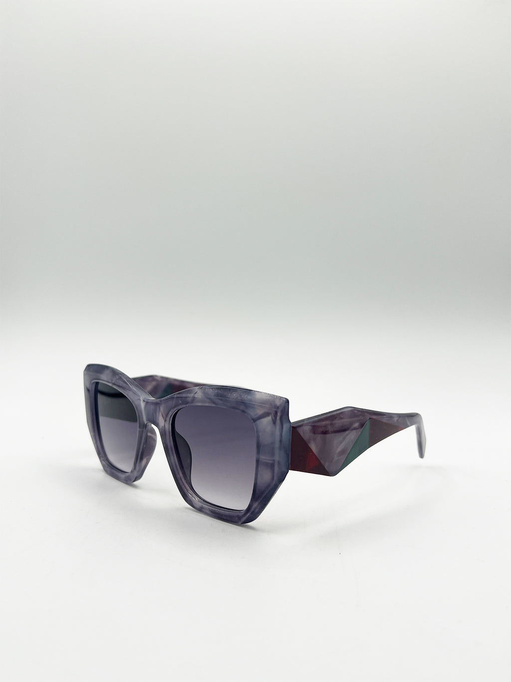 Square Cat-Eye Sunglasses in Purple Multi