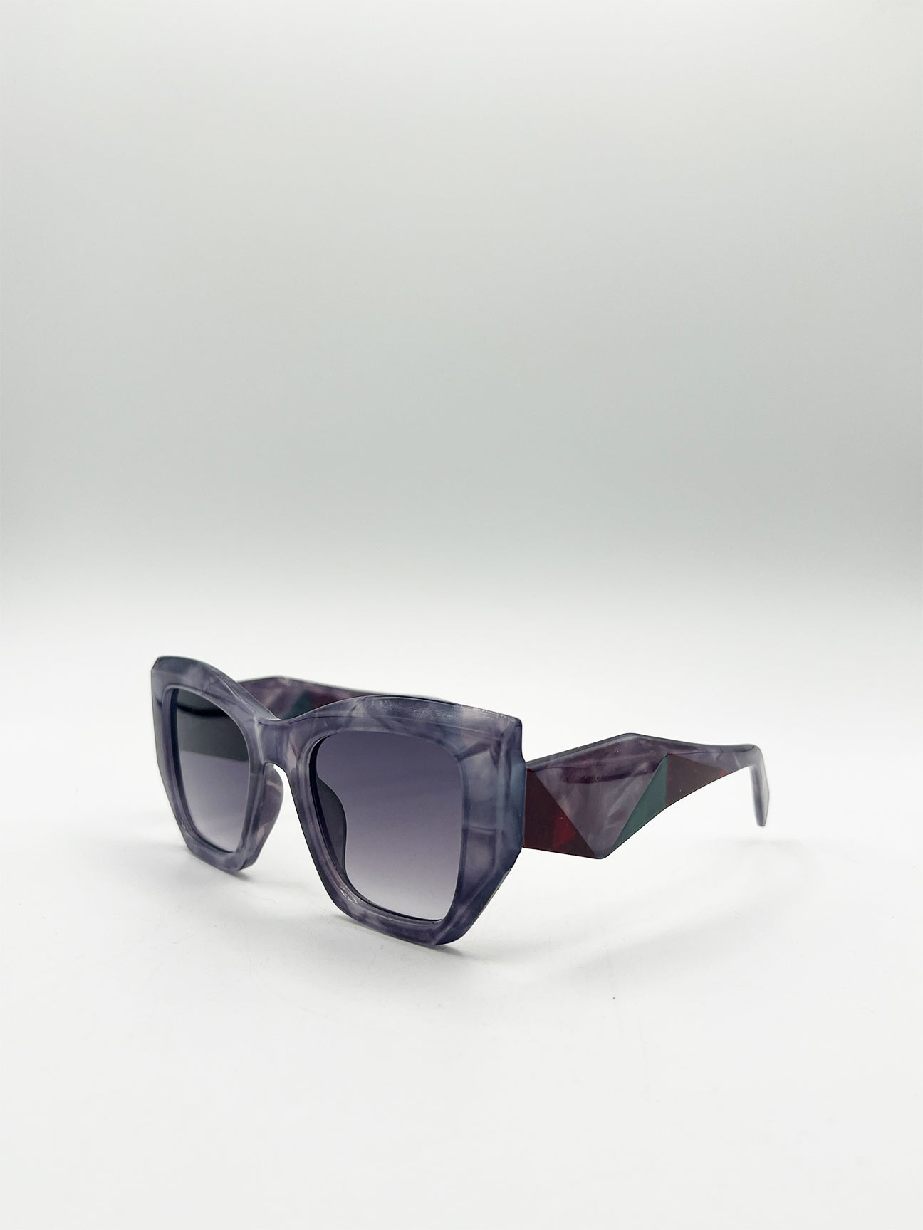 Square Cat-Eye Sunglasses in Purple Multi