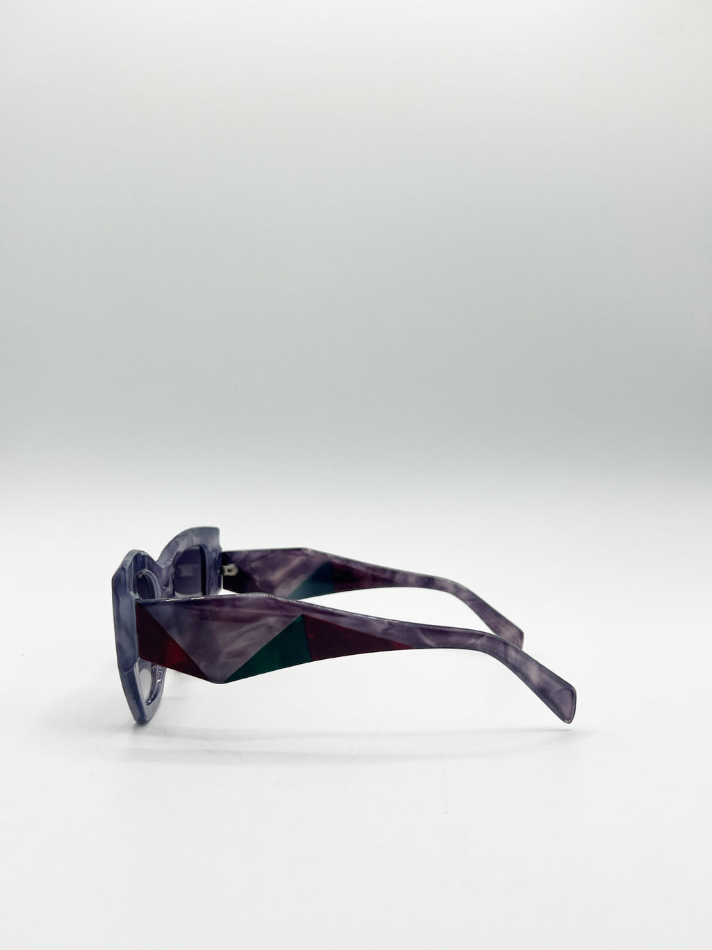 Square Cat-Eye Sunglasses in Purple Multi