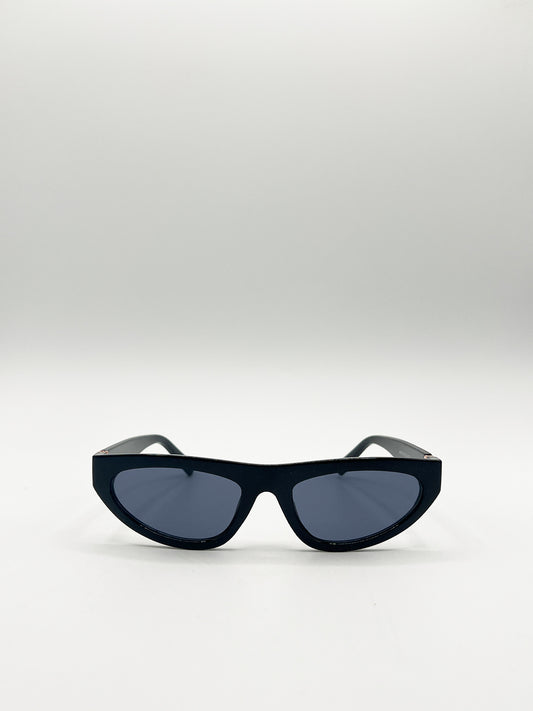 Retro Oval Sunglasses in Black