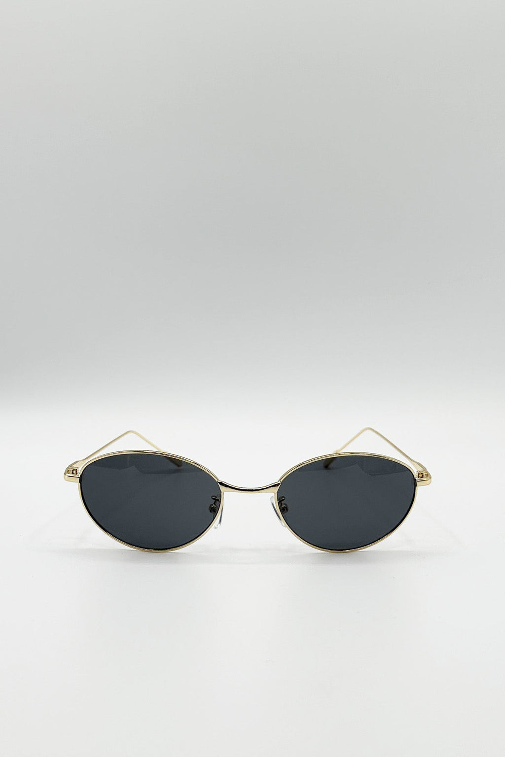 Oval Shape Retro Sunglasses In Gold
