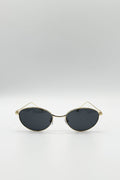 Oval Shape Retro Sunglasses In Gold