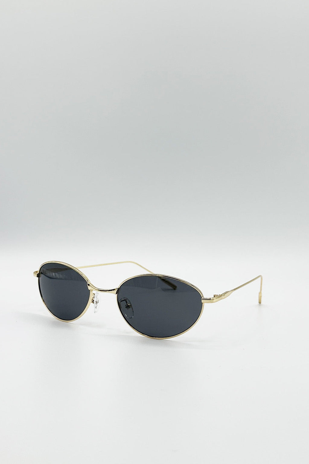Oval Shape Retro Sunglasses In Gold