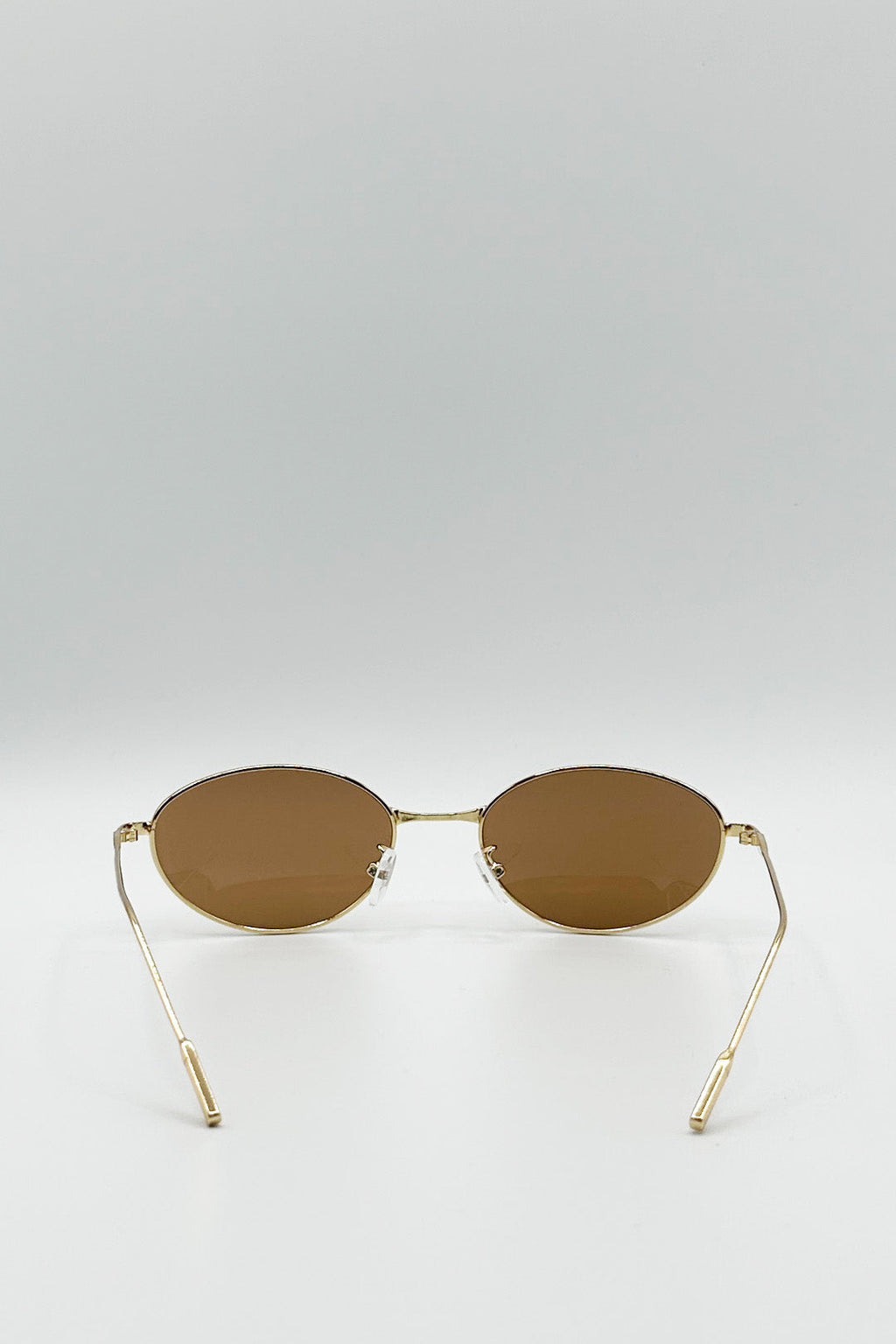 Oval Shape Retro Sunglasses In Gold