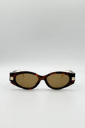 Oval Metal Detail Sunglasses In Tortoiseshell