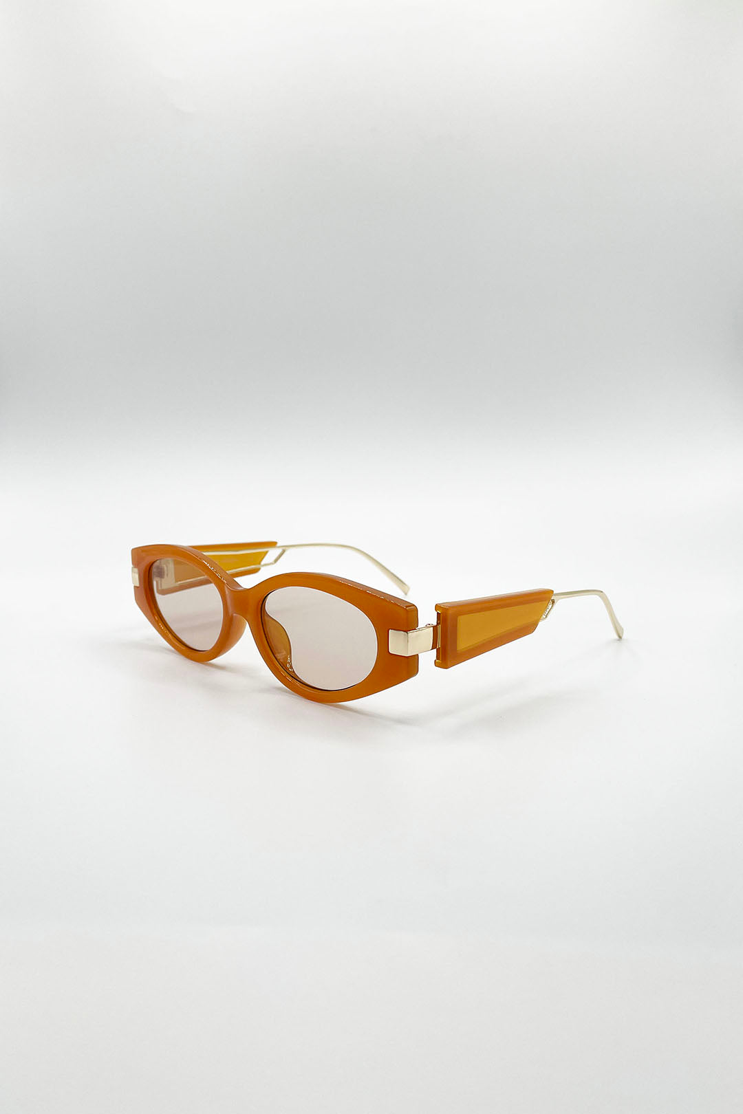 Oval Metal Detail Sunglasses In Orange
