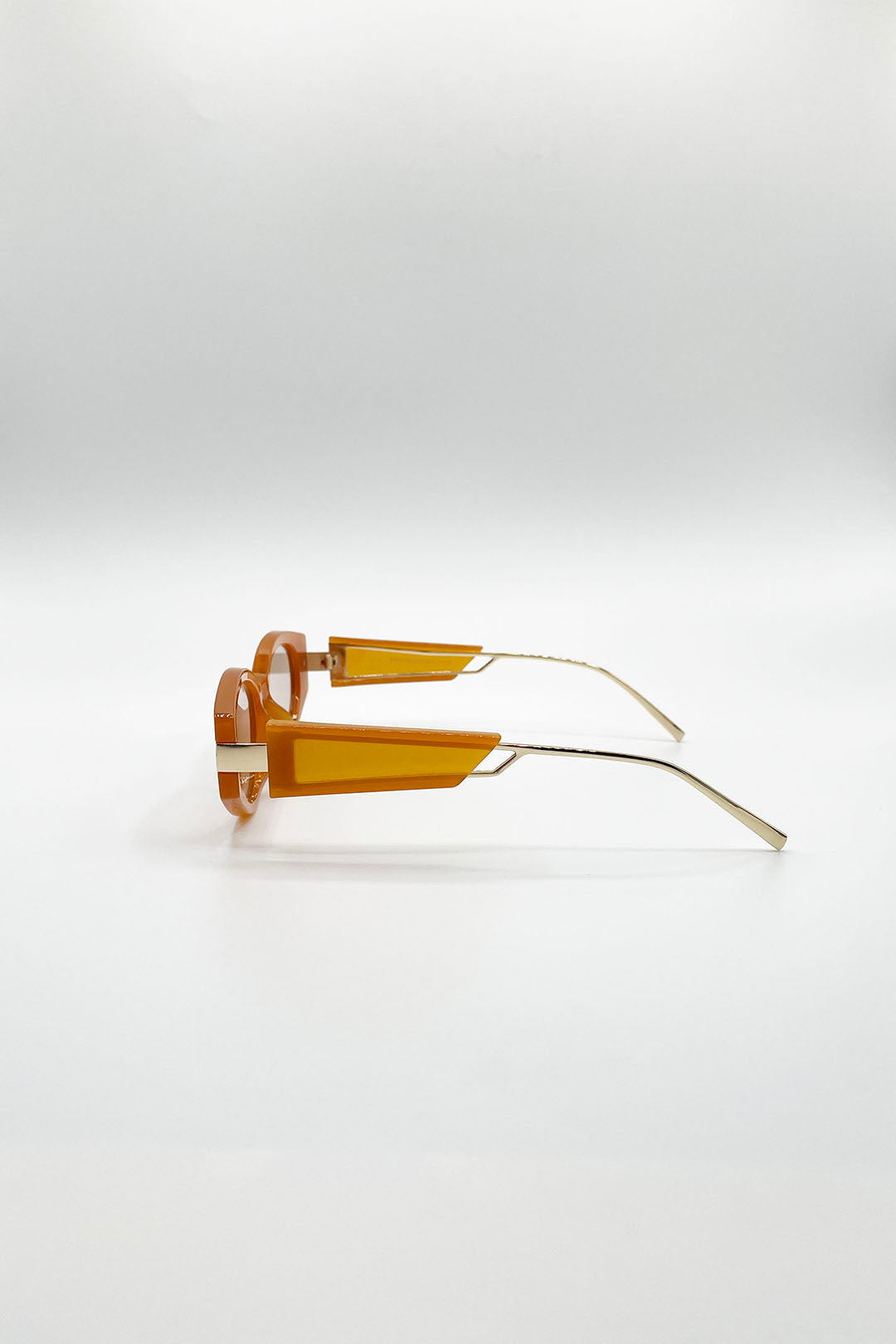 Oval Metal Detail Sunglasses In Orange
