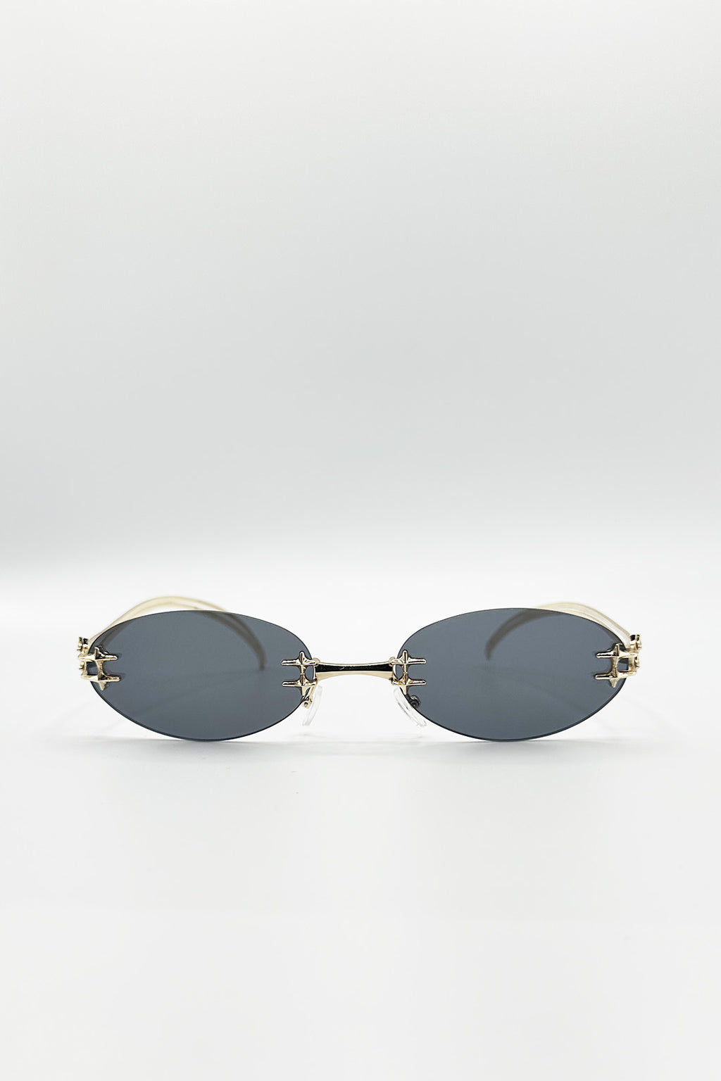 Rimless Oval Sunglasses In Black