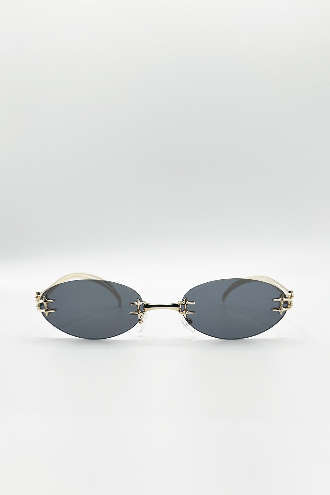 Rimless Oval Sunglasses In Black