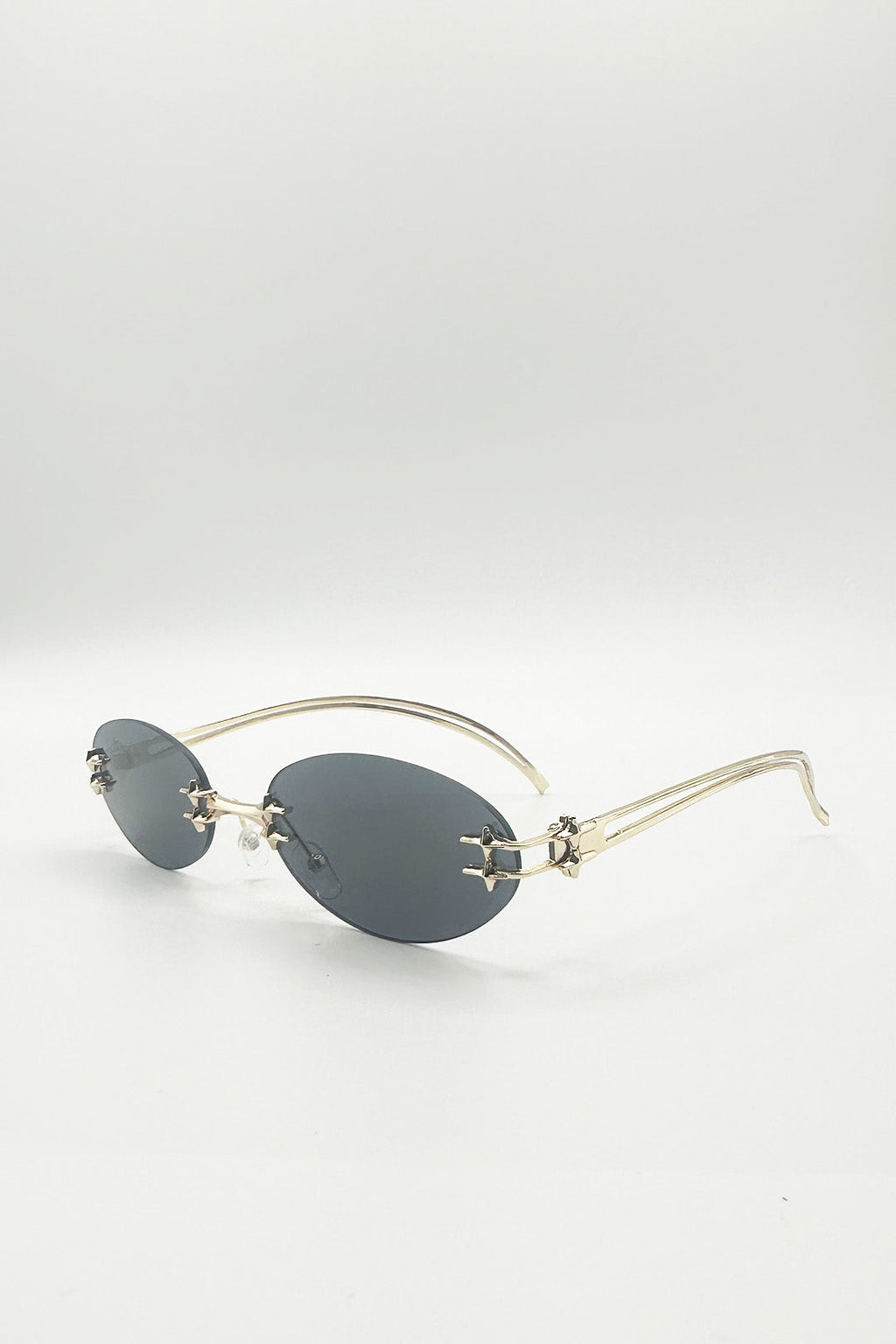 Rimless Oval Sunglasses In Black