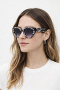 Round Stripe Cat Eye Sunglasses In Black