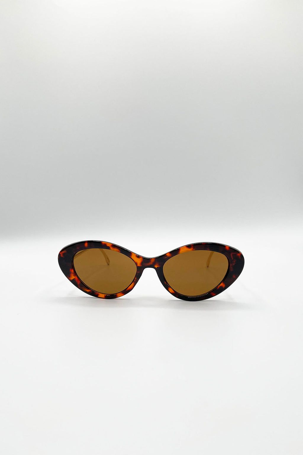 Cat Eye Metal Side Detail Sunglasses In Tortoiseshell