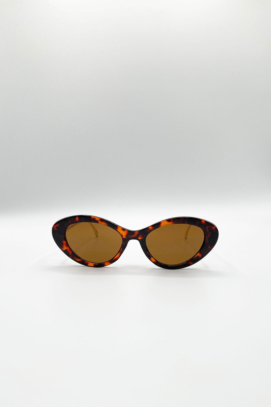 Cat Eye Metal Side Detail Sunglasses In Tortoiseshell