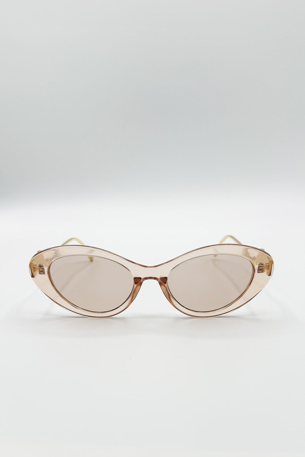 Cat Eye Metal Side Detail Sunglasses In Champagne