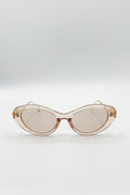 Cat Eye Metal Side Detail Sunglasses In Champagne