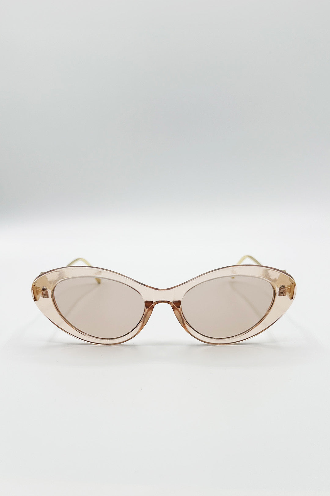 Cat Eye Metal Side Detail Sunglasses In Champagne