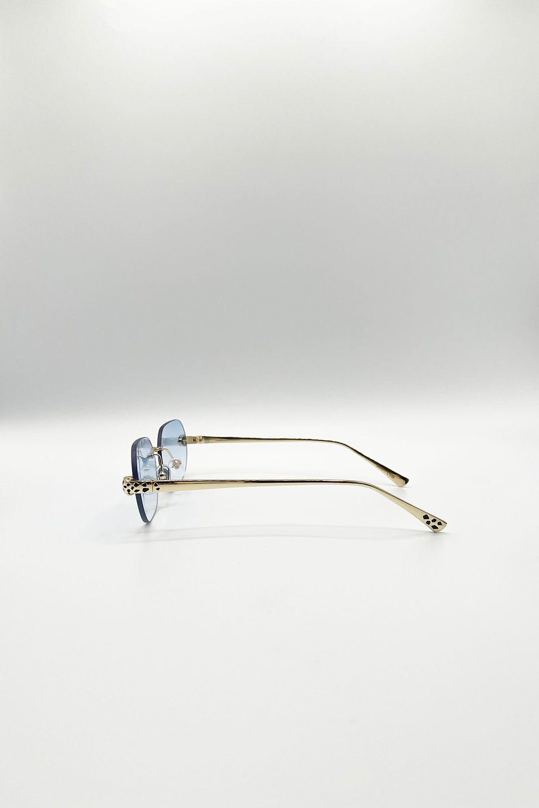 Jaguar Detail Rimless Sunglasses In Blue