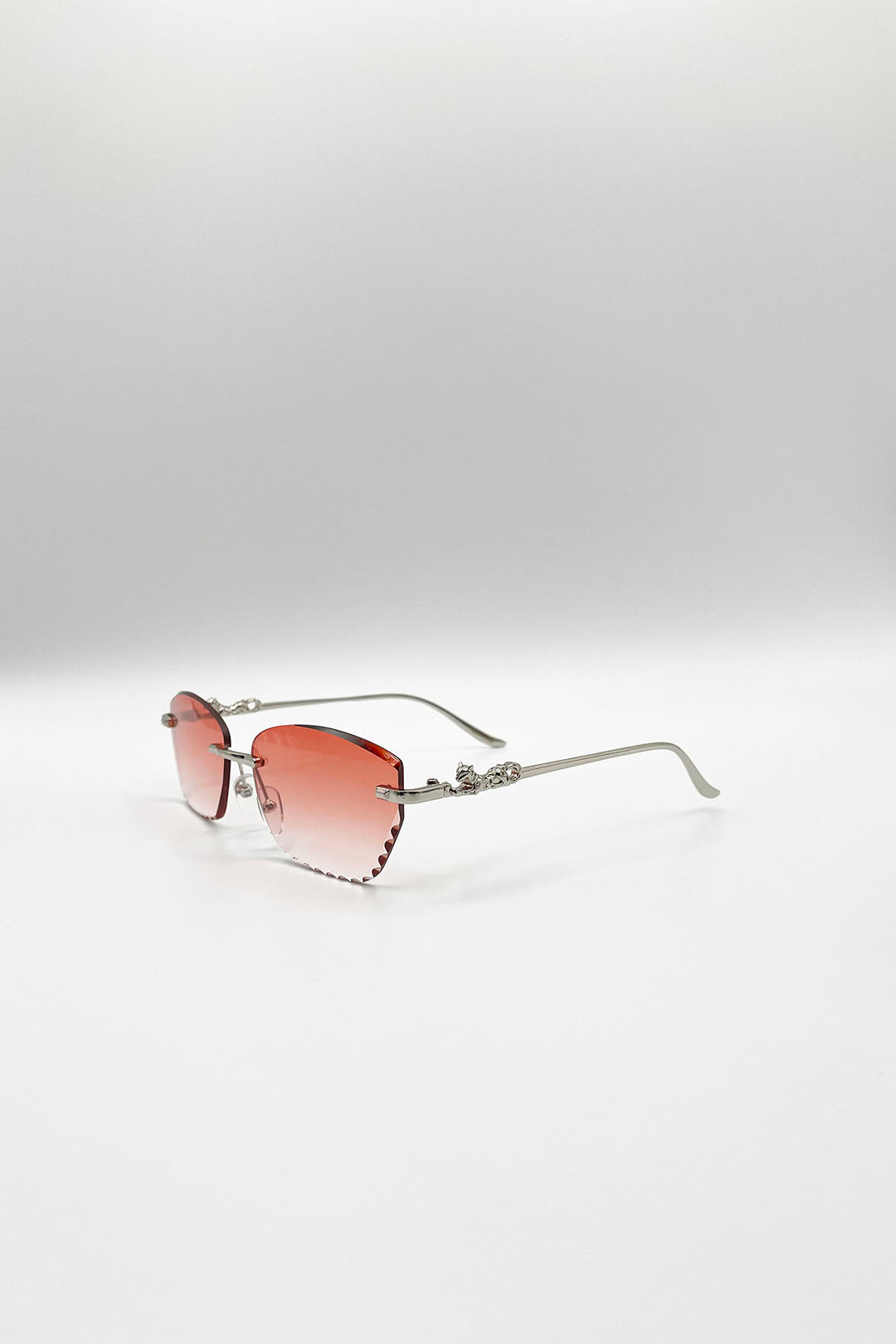 Cat Eye Rimless Sunglasses In Orange