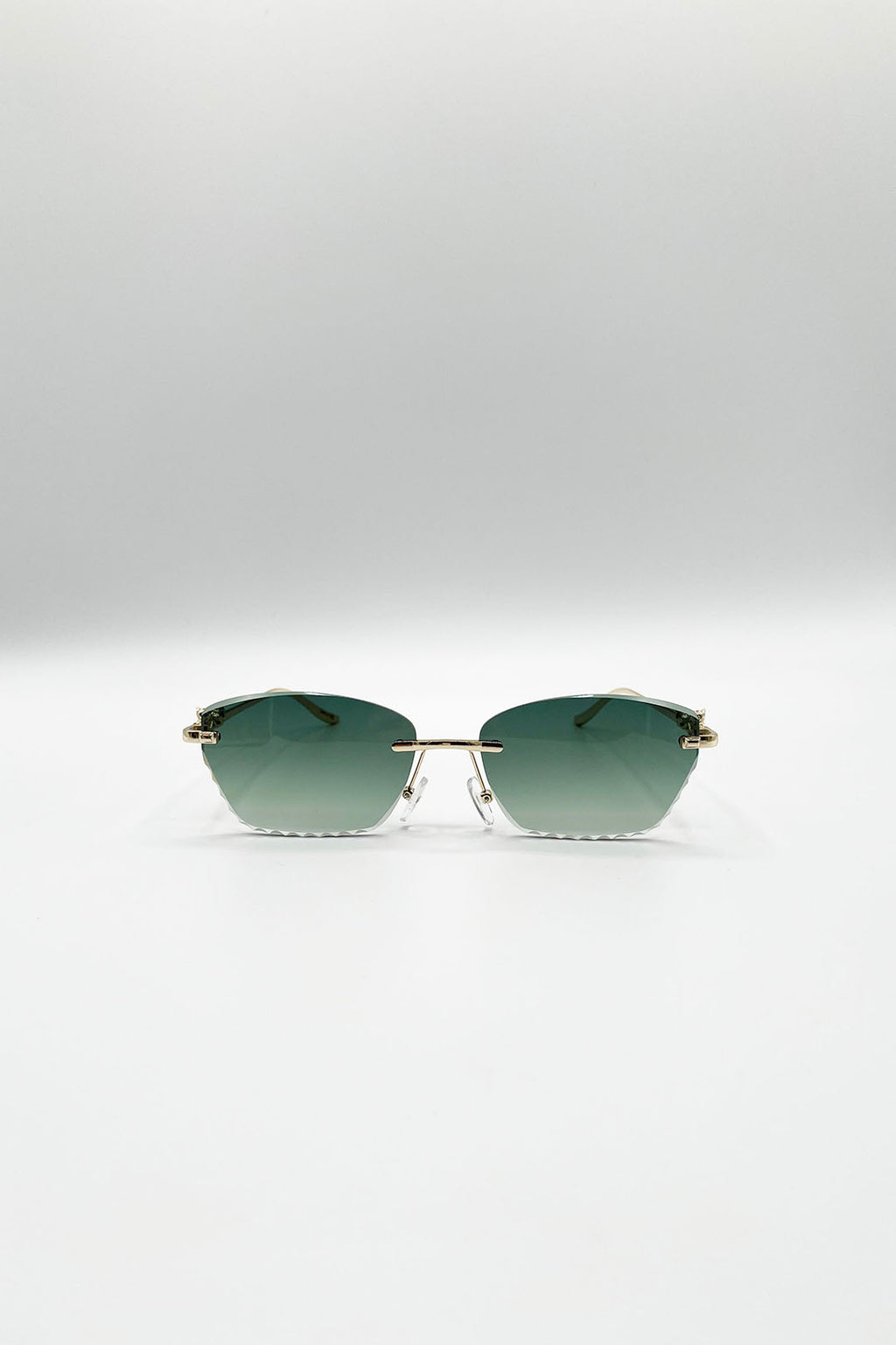 Cat Eye Rimless Sunglasses In Green