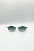 Cat Eye Rimless Sunglasses In Green