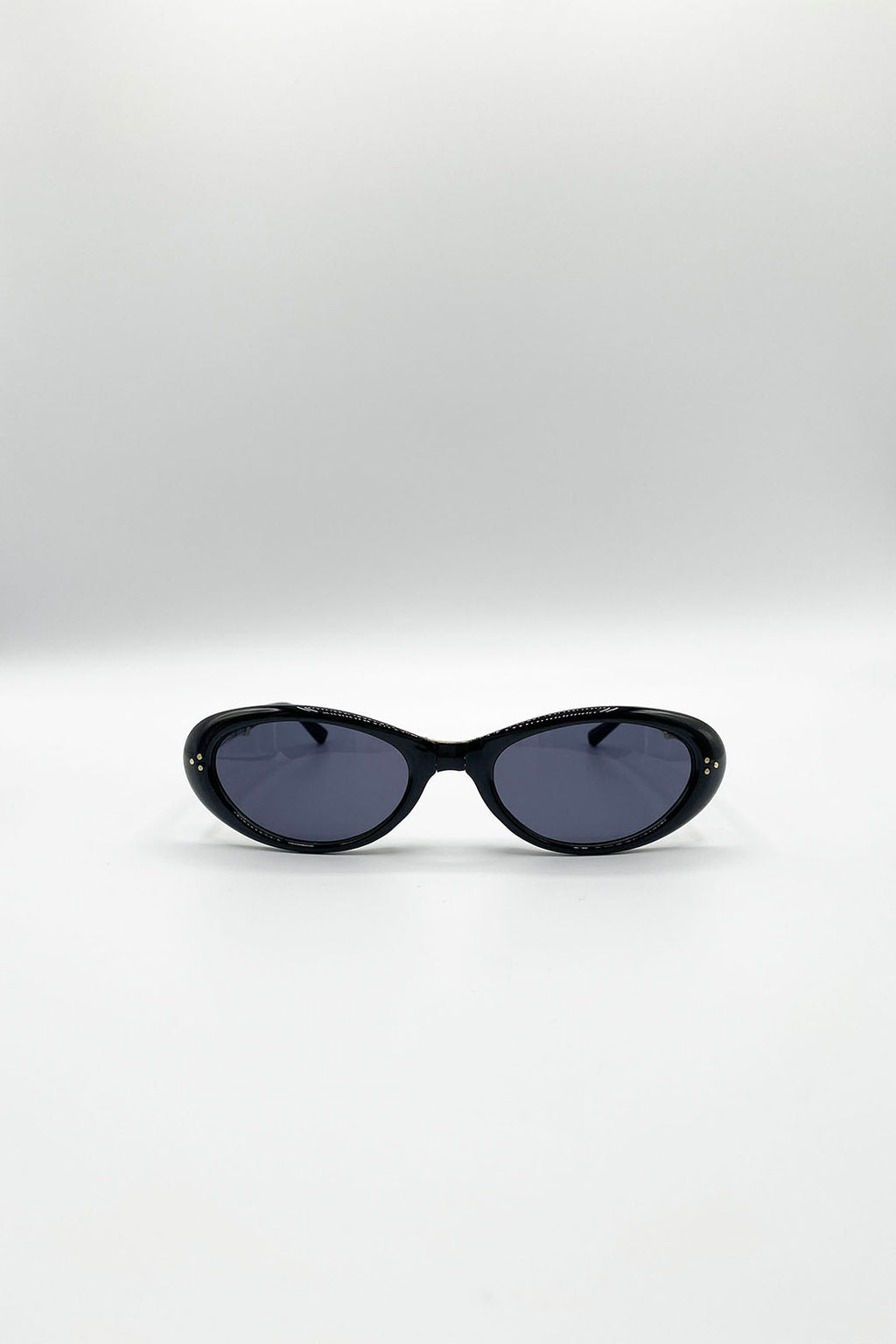 Oval Foldable Retro Sunglasses In Black