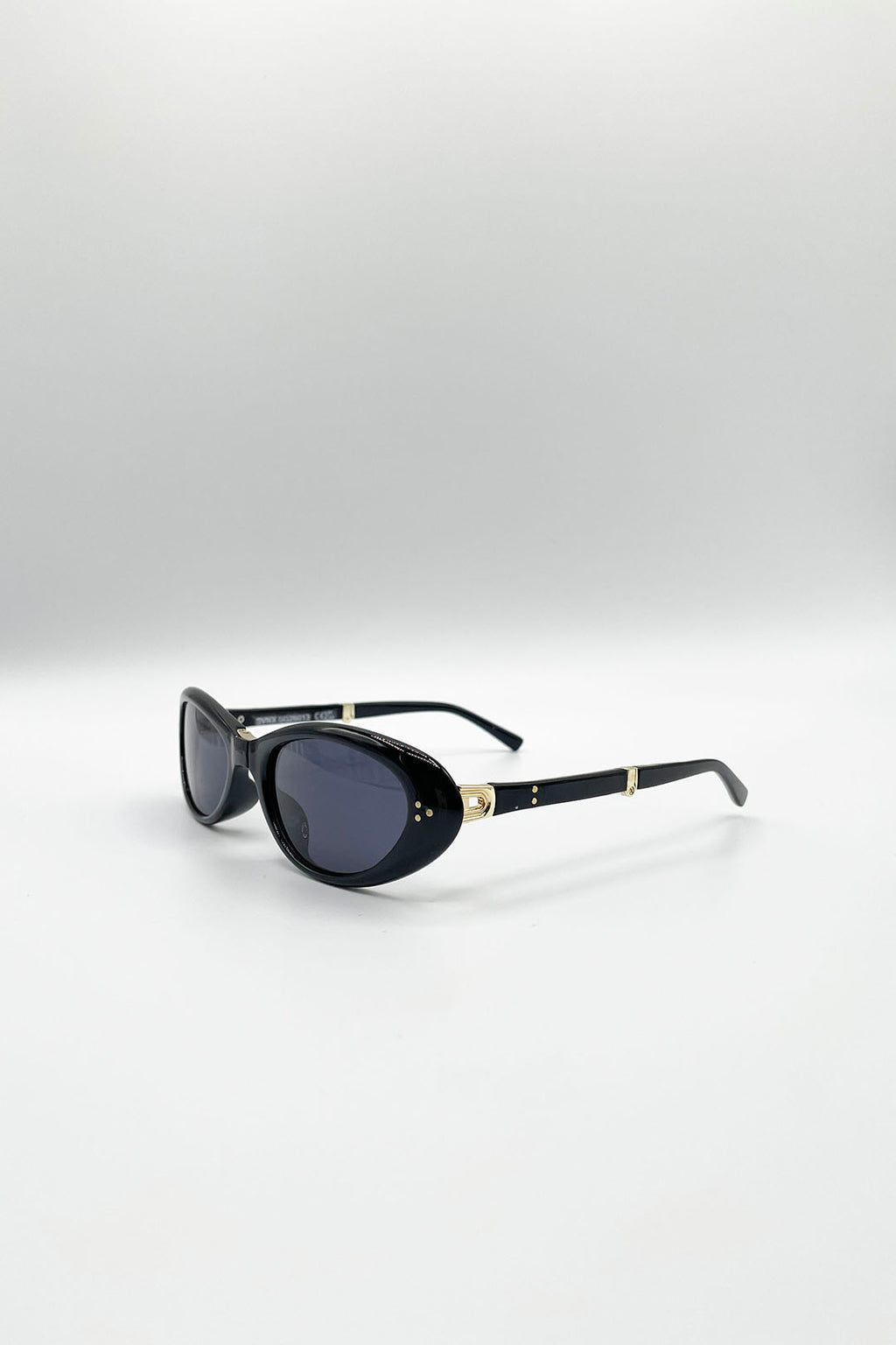 Oval Foldable Retro Sunglasses In Black