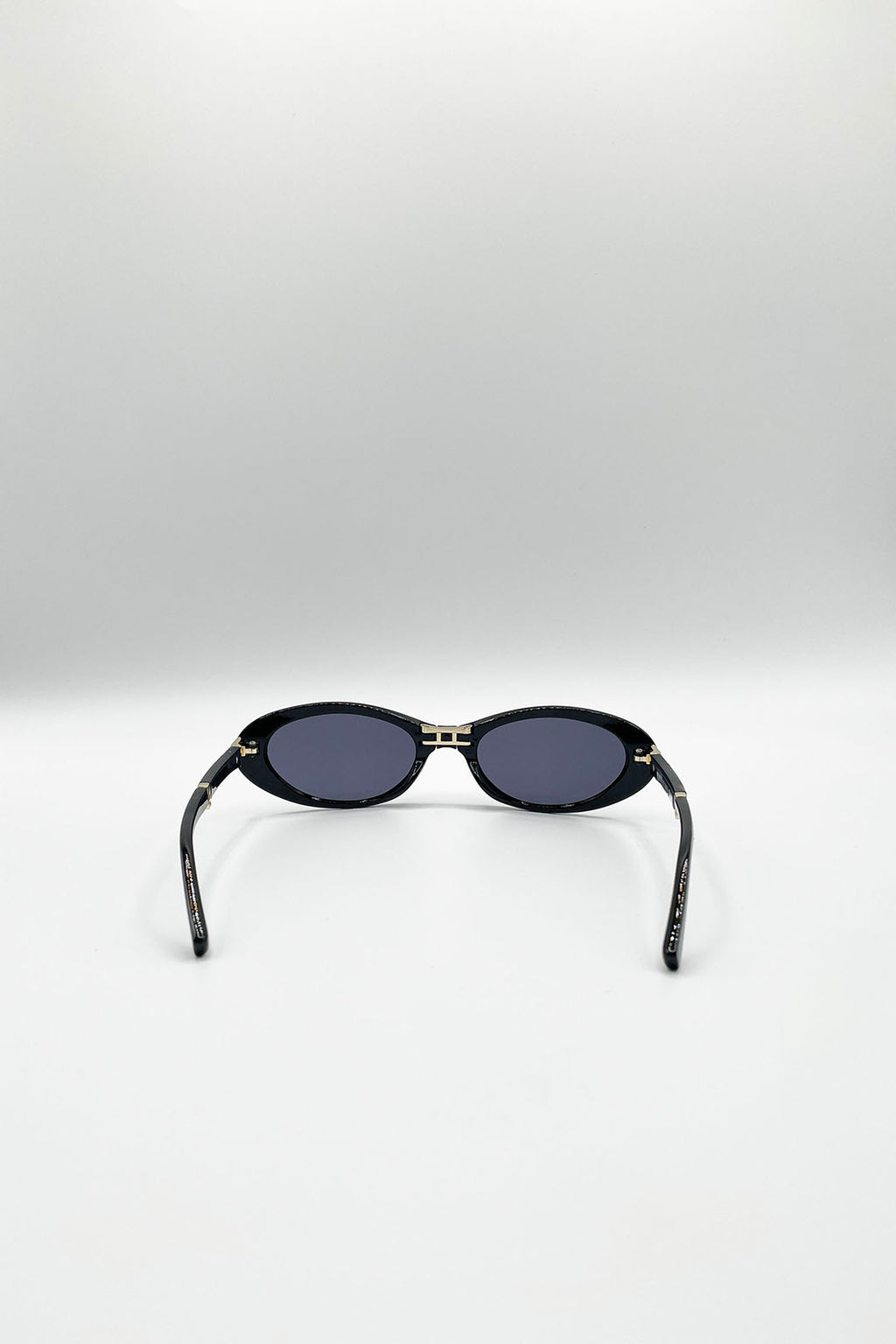 Oval Foldable Retro Sunglasses In Black